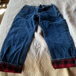 Eddie Bauer Denim with Red Plaid Lining
